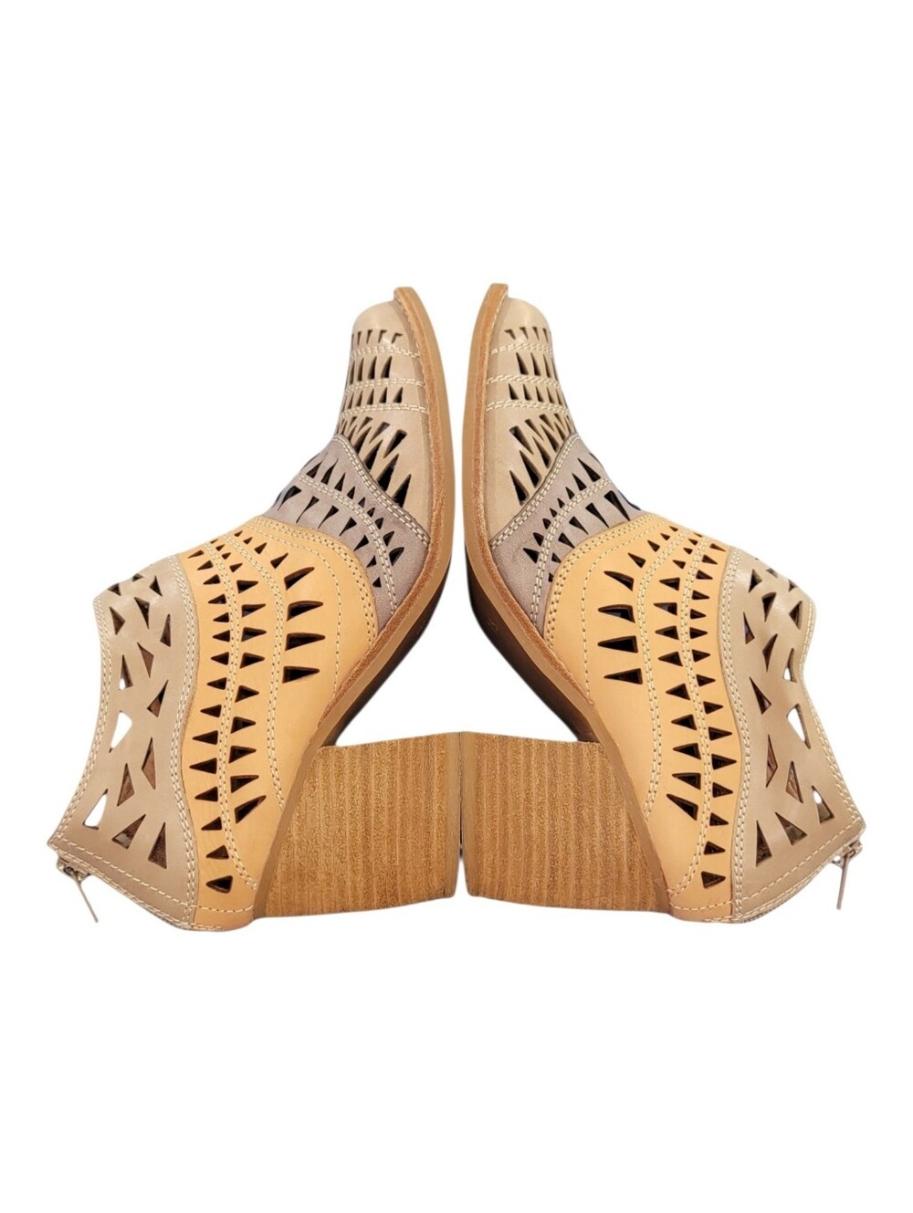 Jeffrey Campbell Free People Faviola Cutout Western Booties Tri-Color Taupe 7.5 - Picture 6 of 17